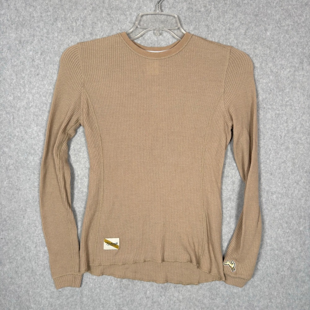 Tracksmith Wool Waffle Knit Long Sleeve Thermal Shirt Top Ladies Small Beige Tan